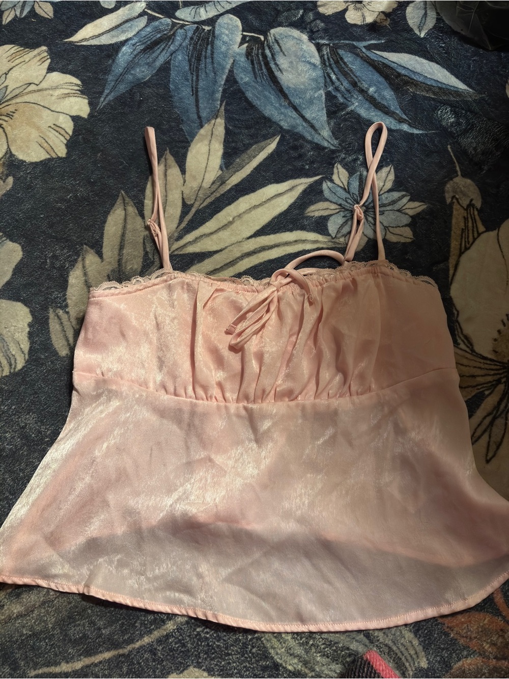 No Boundaries Blush Pink Satin Lace-Trim Cami
